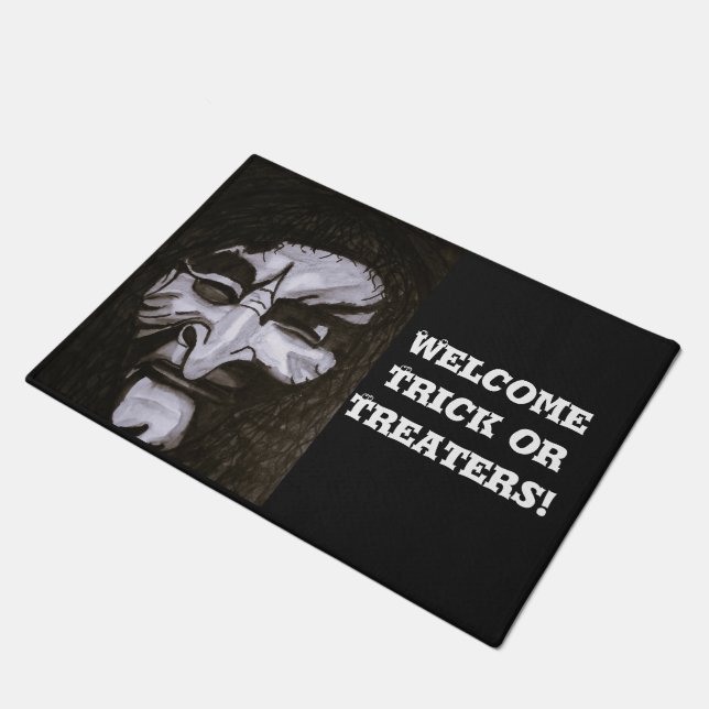 HALLOWEEN TRICK OR TREATERS sign Doormat (Angled)