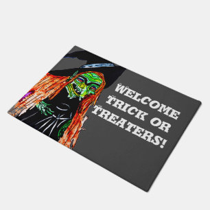 HALLOWEEN TRICK OR TREATERS sign Doormat