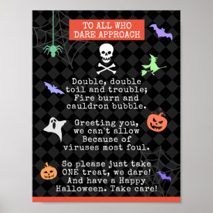 Halloween Trick or Treating Coronavirus 2021 Poem Poster