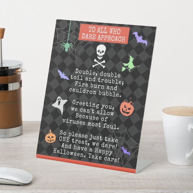 Halloween Trick or Treating Pandemic Poem Pedestal Sign (In SItu)