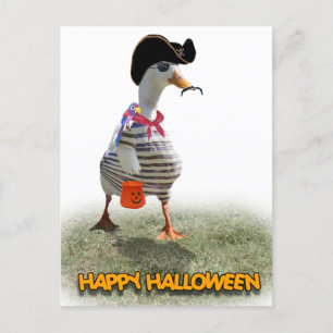 Halloween Trick or Treating Pirate Duck Postcard
