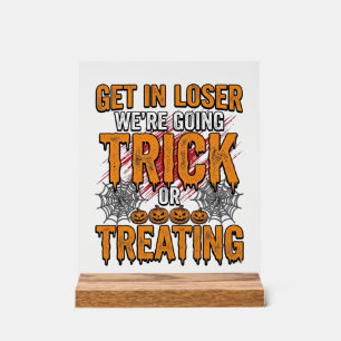 Halloween Trick Or Treating Vintage Typography Des Acrylic Sign
