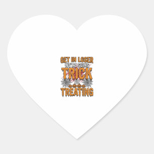 Halloween Trick Or Treating Vintage Typography Des Heart Sticker