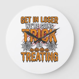 Halloween Trick Or Treating Vintage Typography Des Large Clock