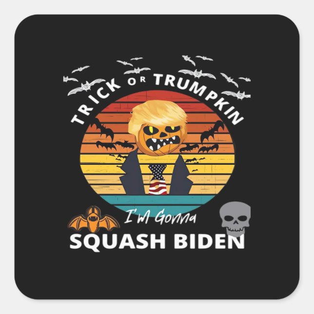 Halloween Trick Or Trumpkin Horror Costume Classic Square Sticker (Front)