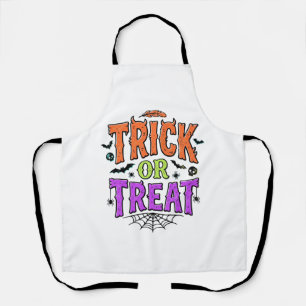 Halloween Trick Treat Funny Spider Web Retro_1 Apron