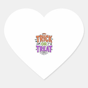 Halloween Trick Treat Funny Spider Web Retro_1 Heart Sticker