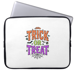 Halloween Trick Treat Funny Spider Web Retro_1 Laptop Sleeve