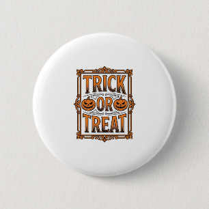 Halloween Trick Treat Pumpkin Skulls Vintage Engra 6 Cm Round Badge