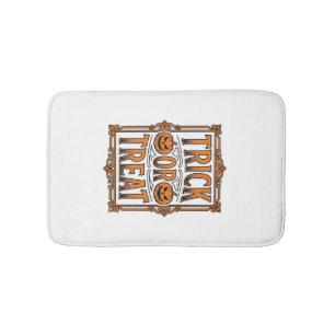 Halloween Trick Treat Pumpkin Skulls Vintage Engra Bath Mat