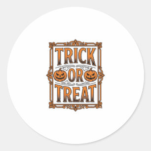 Halloween Trick Treat Pumpkin Skulls Vintage Engra Classic Round Sticker