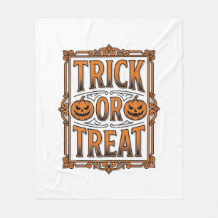 Halloween Trick Treat Pumpkin Skulls Vintage Engra Fleece Blanket
