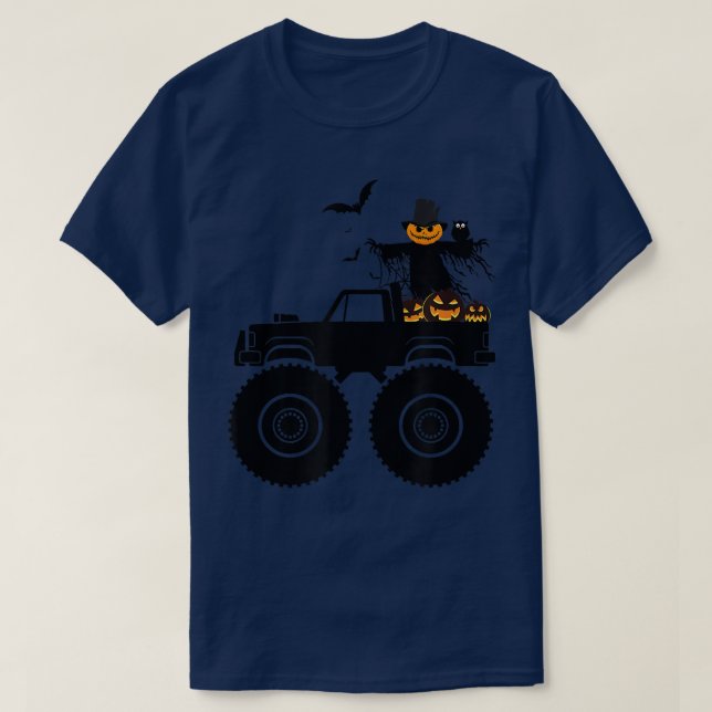 Halloween Truck Crash Pumpkin Bats Spooky Boys Kid T-Shirt (Design Front)