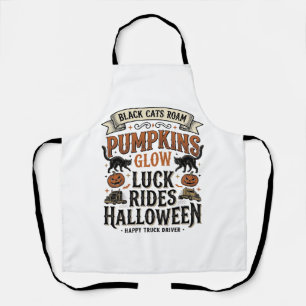 Halloween Truck Driver Shirt with Black Cats and P Apron