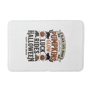 Halloween Truck Driver Shirt with Black Cats and P Bath Mat