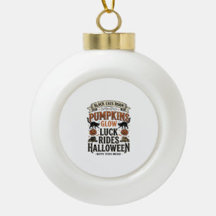 Halloween Truck Driver Shirt with Black Cats and P Ceramic Ball Christmas Ornament