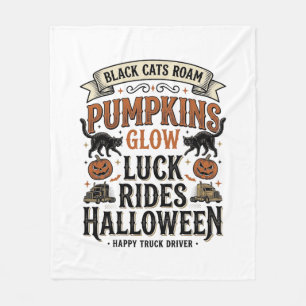Halloween Truck Driver Shirt with Black Cats and P Fleece Blanket