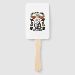 Halloween Truck Driver Shirt with Black Cats and P Hand Fan