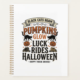 Halloween Truck Driver Shirt with Black Cats and P Planner
