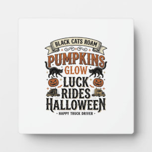 Halloween Truck Driver Shirt with Black Cats and P Plaque
