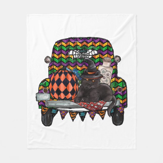 Halloween Truck Fleece Blanket (Front)