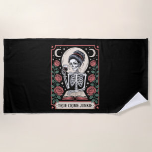 Halloween True Crime Junkie Tarot Card Beach Towel