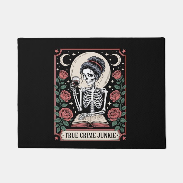 Halloween True Crime Junkie Tarot Card Doormat (Front)
