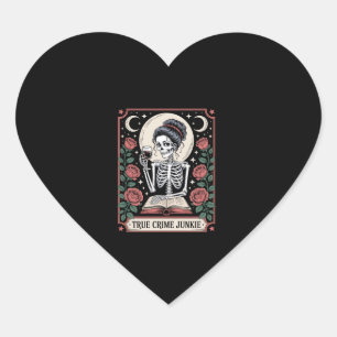 Halloween True Crime Junkie Tarot Card Heart Sticker