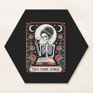 Halloween True Crime Junkie Tarot Card Paper Coaster