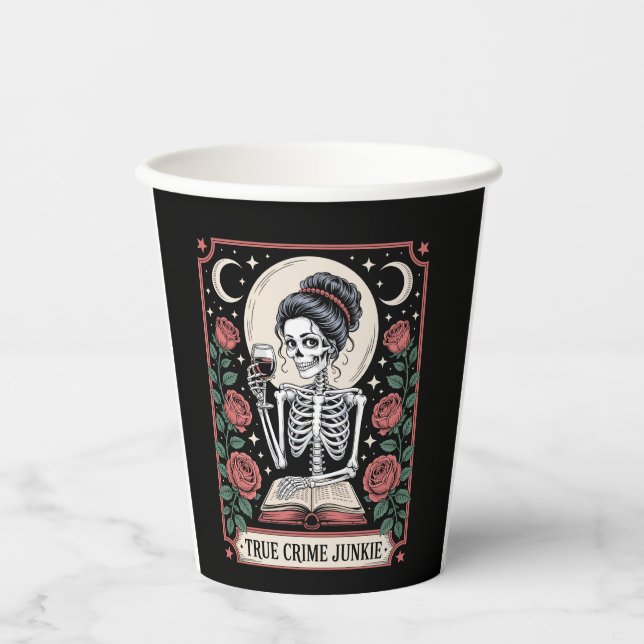 Halloween True Crime Junkie Tarot Card Paper Cups (Front)