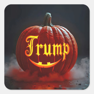 Halloween Trump Jack-o-lantern In Mist Square Sticker