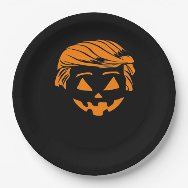 Halloween Trumpkin Costume Paper Plate (Front)