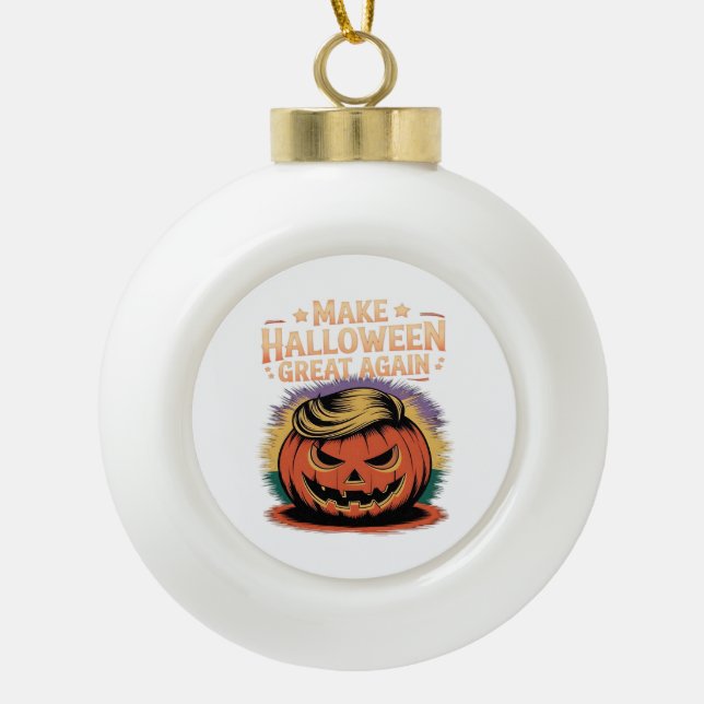 Halloween Trumpkin Design Ceramic Ball Christmas Ornament (Front)