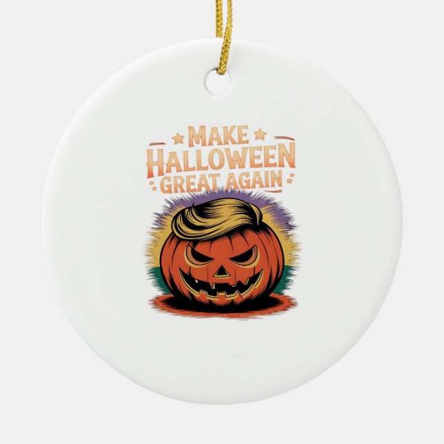 Halloween Trumpkin Design Ceramic Tree Decoration (Front)
