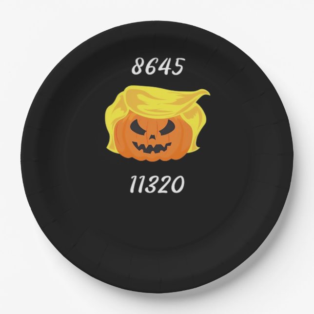 Halloween Trumpkin Design  Paper Plate (Front)
