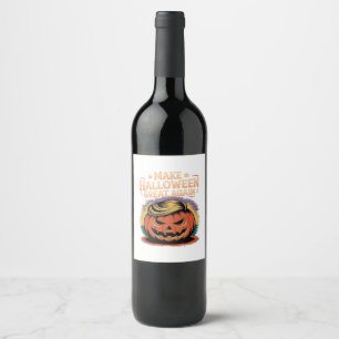 Halloween Trumpkin Design Wine Label