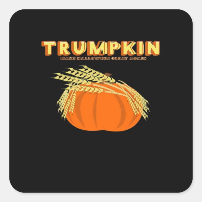 Halloween Trumpkin Donald Funny Pumpkin Make Hallo Square Sticker (Front)