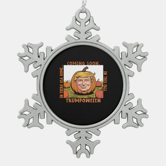 Halloween -  Trumpkin Election Classic Snowflake Pewter Christmas Ornament (Front)