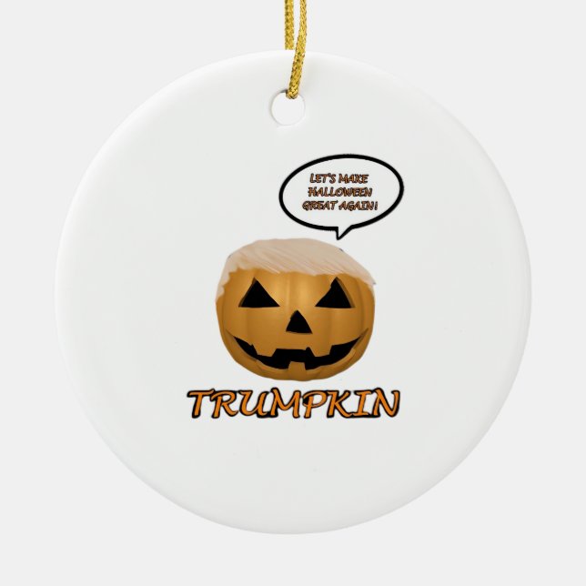 Halloween Trumpkin Fitted Ceramic Tree Decoration (Front)
