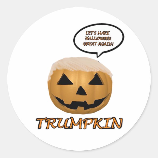 Halloween Trumpkin Fitted Classic Round Sticker (Front)