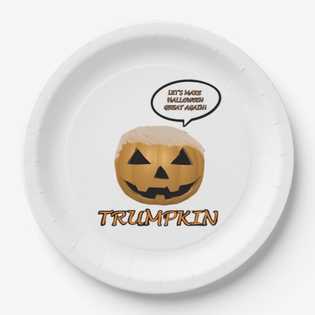 Halloween Trumpkin Fitted Paper Plate (Front)