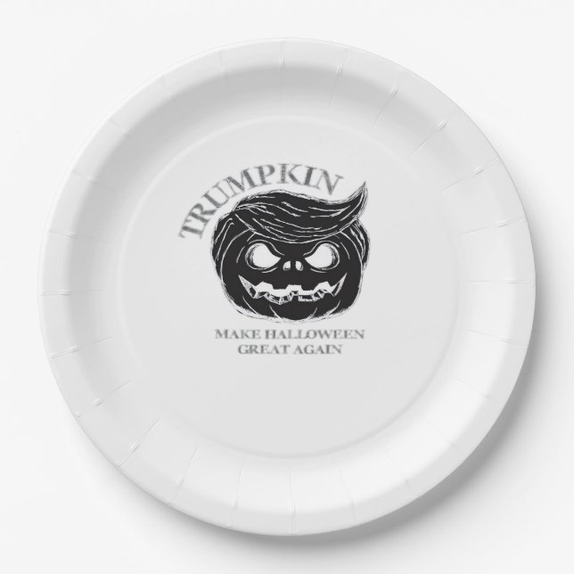 Halloween Trumpkin  Funny & Cute Halloween Costume Paper Plate (Front)