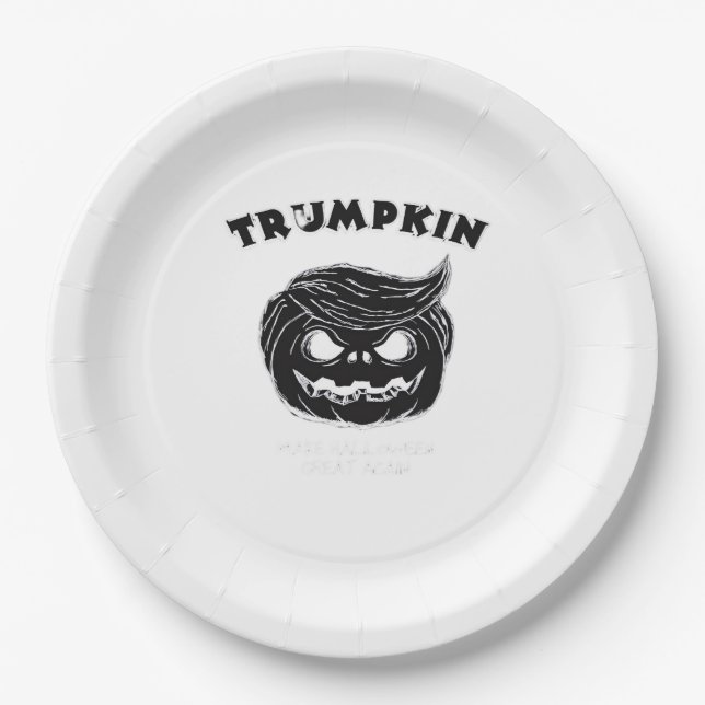 Halloween Trumpkin  Funny Halloween Costume Paper Plate (Front)