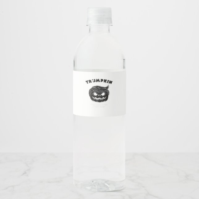 Halloween Trumpkin  Funny Halloween Costume Water Bottle Label (Front)