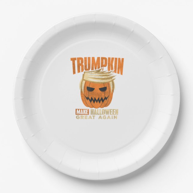 Halloween Trumpkin Funny Make America Great Paper Plate (Front)