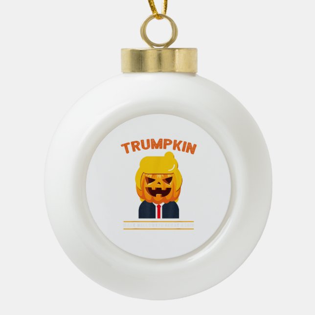Halloween Trumpkin Funny  Pumpkin Halloween Ceramic Ball Christmas Ornament (Front)