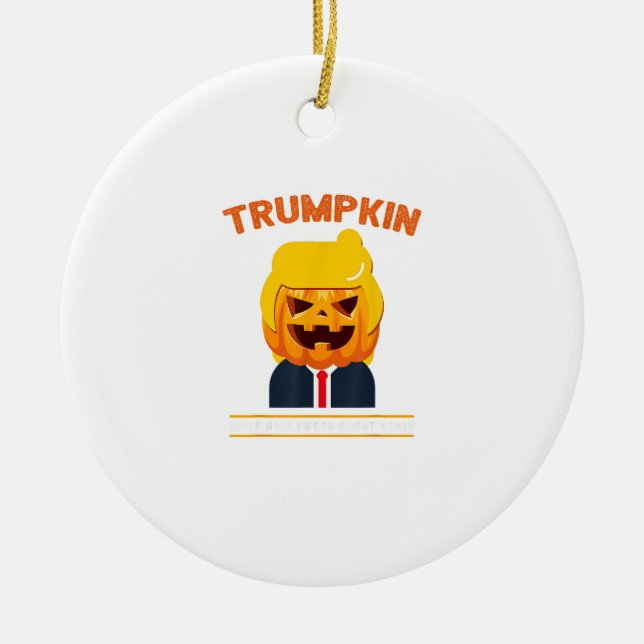 Halloween Trumpkin Funny  Pumpkin Halloween Ceramic Tree Decoration (Front)