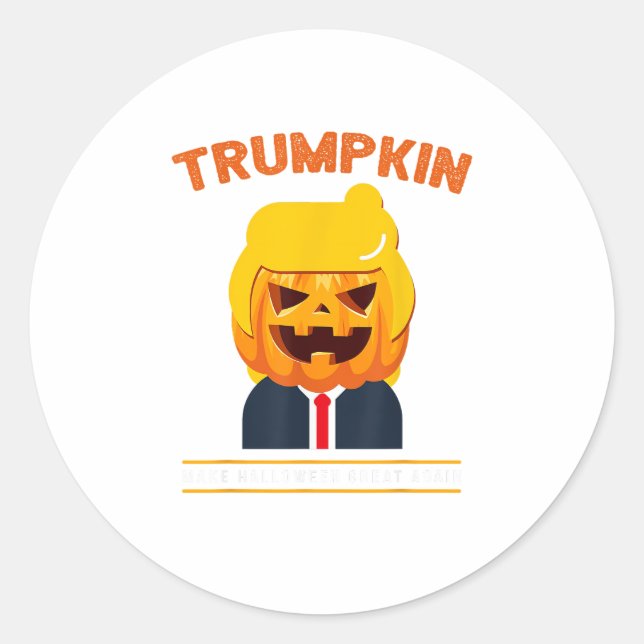 Halloween Trumpkin Funny  Pumpkin Halloween Classic Round Sticker (Front)