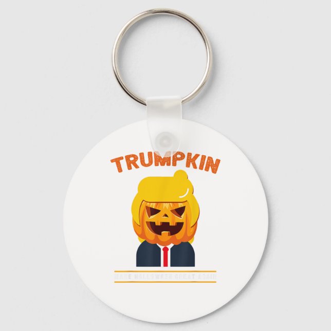 Halloween Trumpkin Funny  Pumpkin Halloween Key Ring (Front)