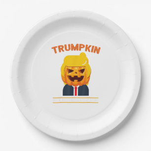 Halloween Trumpkin Funny Pumpkin Halloween Paper Plate